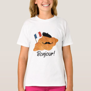 Bonjour French Croissant - France Funny Food T-Shirt
