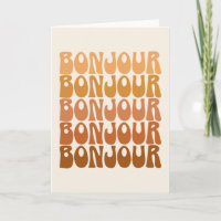 Bonjour | French Hello in Brown Groovy Typography 