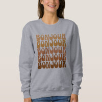 Bonjour | French Hello in Brown Groovy Typography