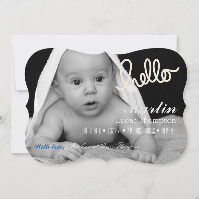 BONJOUR GARÇON FILLE FAIRE-PART DE NAISSANCE TWINS (Devant)