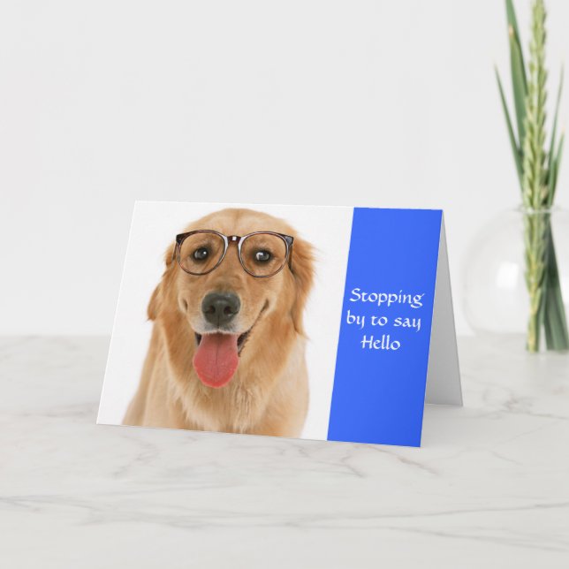 Bonjour Golden Retriever Chien & Lunettes Carte de (Devant)