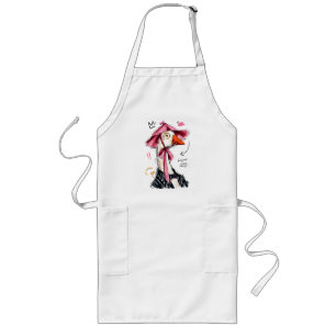 Bonjour Goose! Elegant Goose with Monocle & Bow Long Apron
