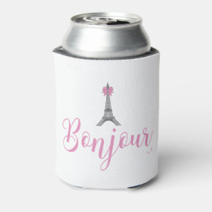 Bonjour-grey-Eiffel-Tower-pink-bow2 Can Cooler