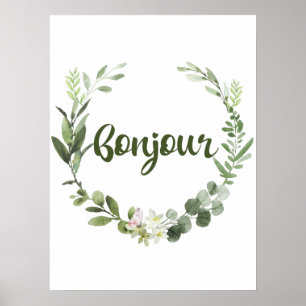 Bonjour Hello French Poster