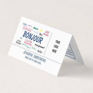 Bonjour Hello World Travel Languages Colourful Business Card