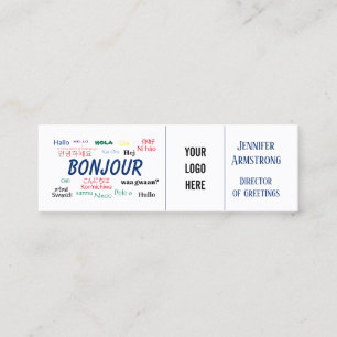 Bonjour Hello World Travel Languages Colourful Mini Business Card