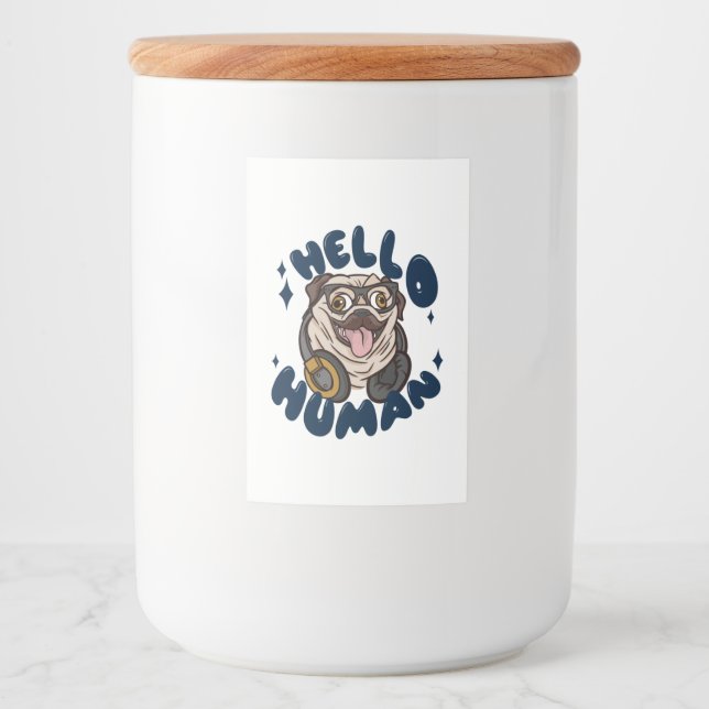 Bonjour homme Mocte chien Étiquette alimentaire (Devant)
