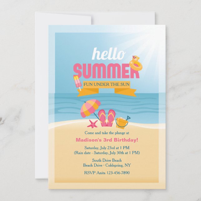 Bonjour Invitation d'été (Devant)
