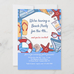Bonjour invitations de partie de plage d'été