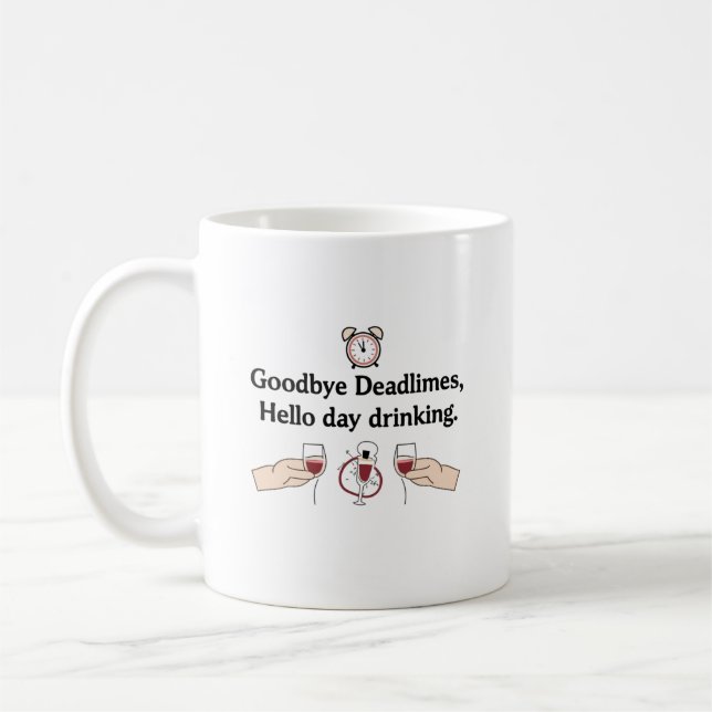 Bonjour Jour Boire Retraite Mug (Gauche)