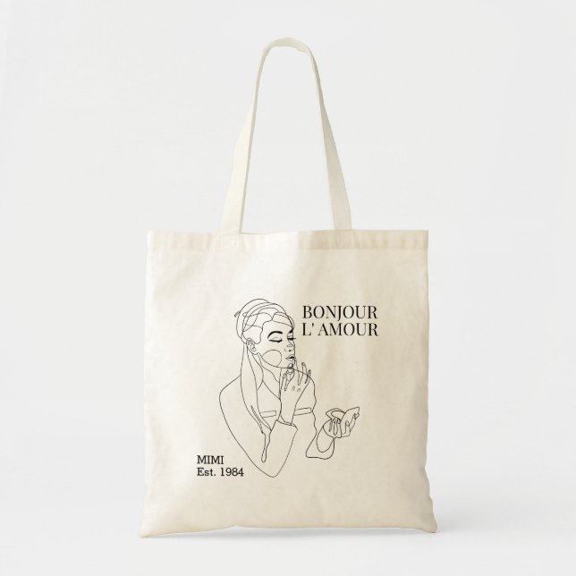 Bonjour L'amour girly custom text Tote Bag (Front)