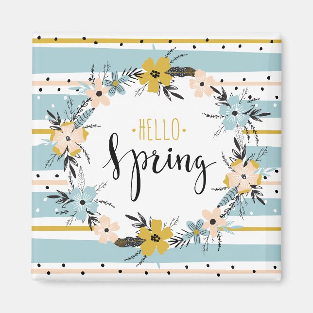 Bonjour le printemps. Fleurs de printemps Magnets  (Devant)