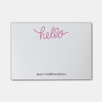 Bonjour Lettering Custom Post-it® Notes (Fuchsia)