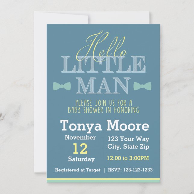 Bonjour Little Man Baby shower Invitation (Devant)
