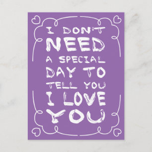 Bonjour, Love Purple Et White Heart Carte Postale