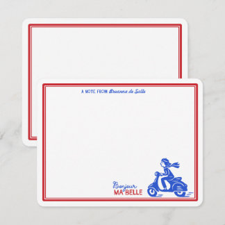 Bonjour Ma Belle French Scooter Personalized Card