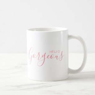 Bonjour Magnifique Script rose moderne café Mug