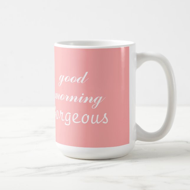 Bonjour Magnifique tasse de café rose (Droite)