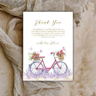 Bonjour Meadow Rose Lavender Bicycle Baby shower Thank You Card