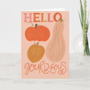 Bonjour Merci Gourd-pair Carte de voeux pliée