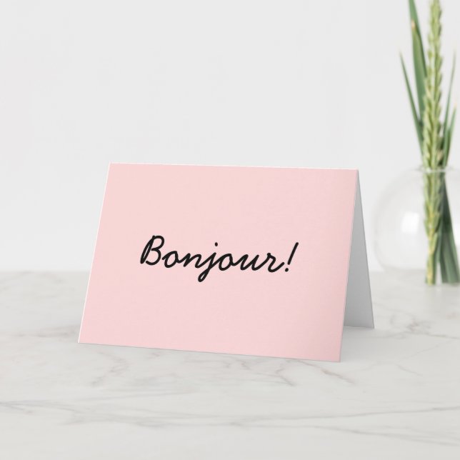 Bonjour Modern Script Cream Ivory Design Card (Front)
