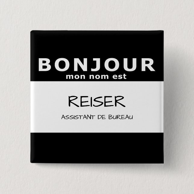 BONJOUR mon nom est 2 Inch Square Button (Front)