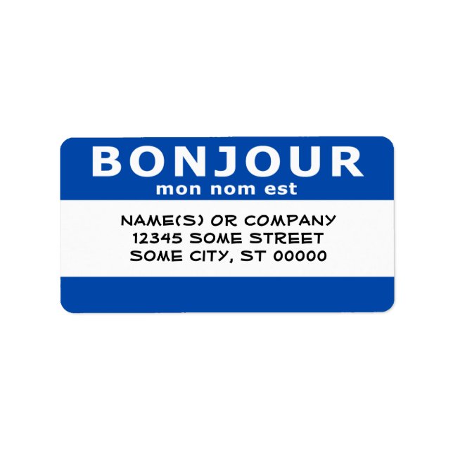 BONJOUR mon nom est (blue) Label (Front)