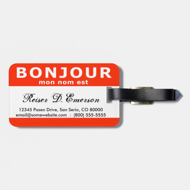 BONJOUR mon nom est Luggage Tag (Back Horizontal)
