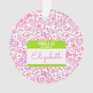 Bonjour Mon Nom Est Nametag Rose White Green Prepp
