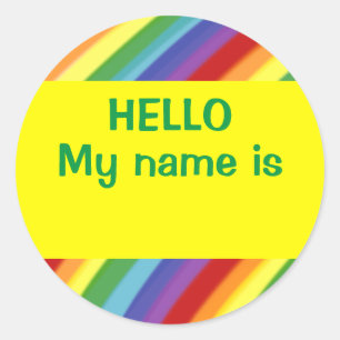 Bonjour Mon Nom Est Rainbow Nametag Stickers Gay/E