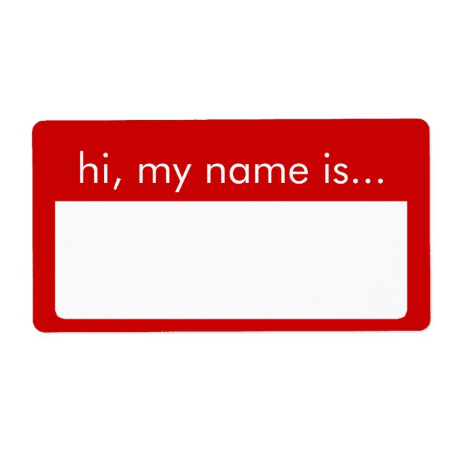 Bonjour, Mon nom est, Red Name Tag Étiquettes (Devant)
