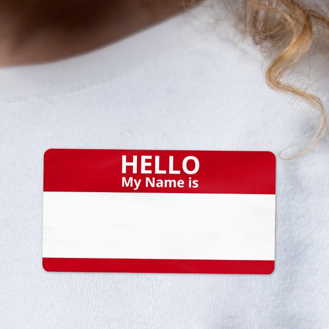Bonjour Mon nom est Rouge Blanc Standard Nom Étiqu (Créateur téléchargé)