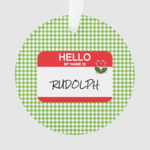 Bonjour Mon nom est Rudolph Nametag Office Holiday