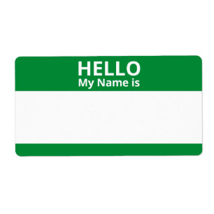 Bonjour Mon nom est Vert Blanc Nom Balise Étiquett