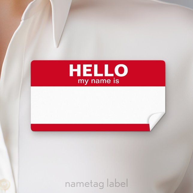 Bonjour mon nom — rouge classique (Hello my name is Label)