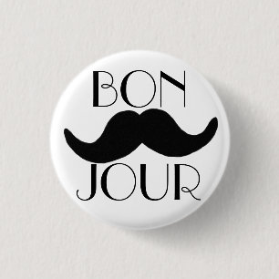 BONJOUR Moustache 1 Inch Round Button