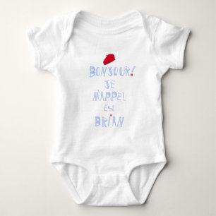 Bonjour my Name Red Beret Cute French Oui baby Bodysuit