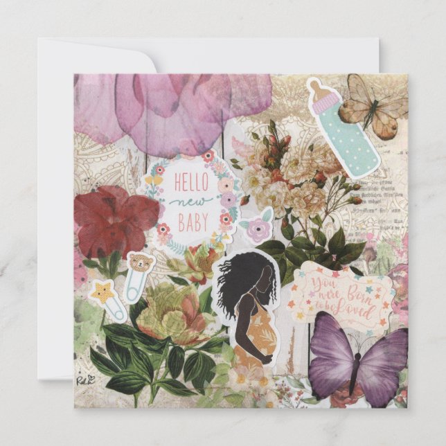 Bonjour Nouveau Bébé ! Carte de voeux baby shower  (Devant)