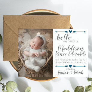 Bonjour nouveau faire-part de naissance bébé avec