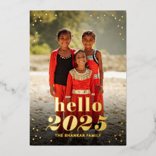 Bonjour Nouvel An Foil Carte photo
