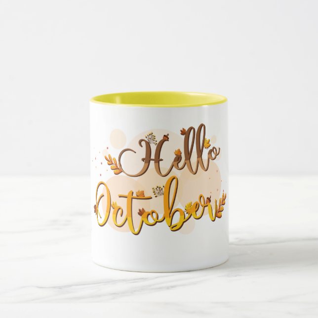 Bonjour Octobre Mug : Célébrez le mois du changeme (Centre)
