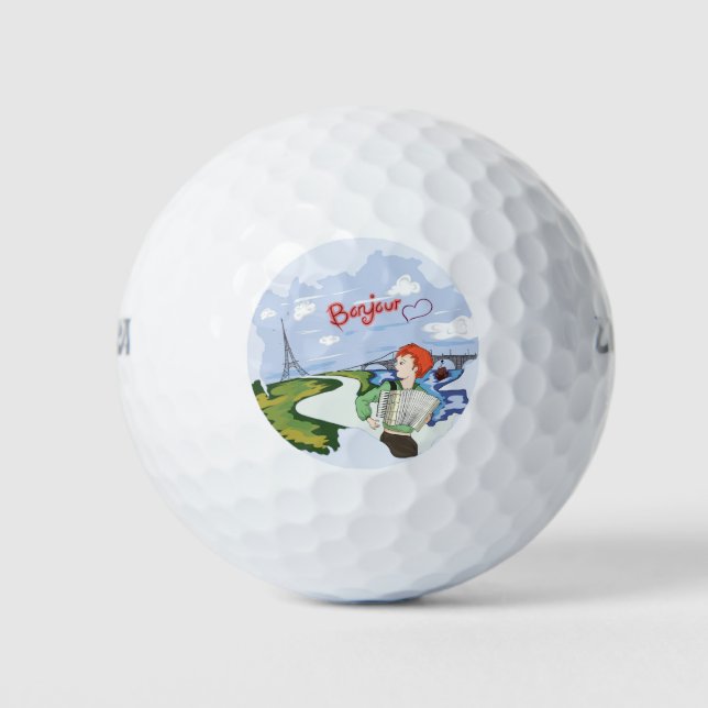 Bonjour Paris Drawing Golf Balls (Front)