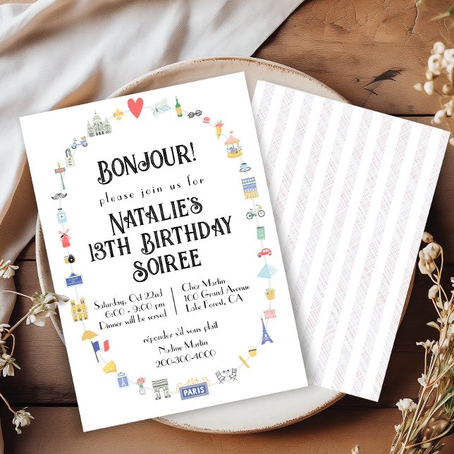 Bonjour Paris Icône Anniversaire Fête Invitation (Créateur téléchargé)