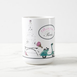 Bonjour Paris White, Eiffel Tower Magic Mug