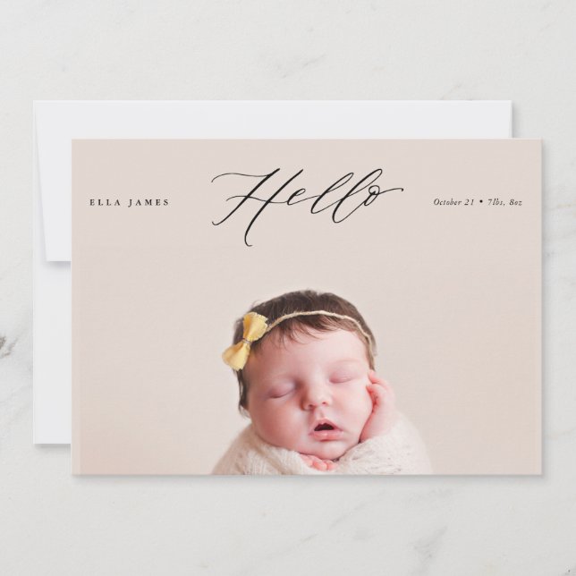 BONJOUR PETIT Faire-part de naissance // Noir (Devant)