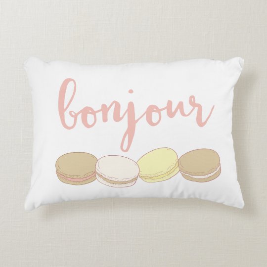 Bonjour Pink French Macarons Accent Pillow