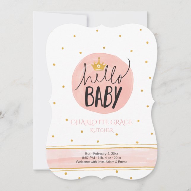 Bonjour Princesse Faire-part de naissance (Devant)