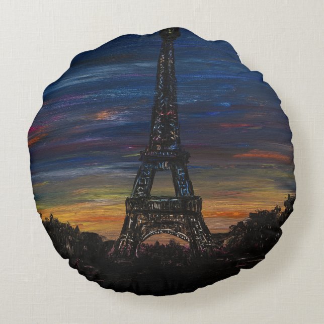 Bonjour Round Pillow (Back)