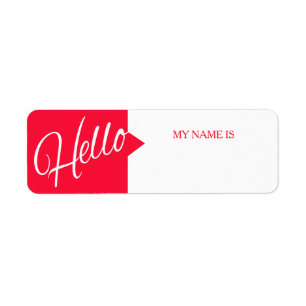 Bonjour salutations introduction nom rouge étiquet