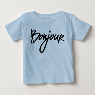 Bonjour Script (Black) for Lovers of France Baby T-Shirt